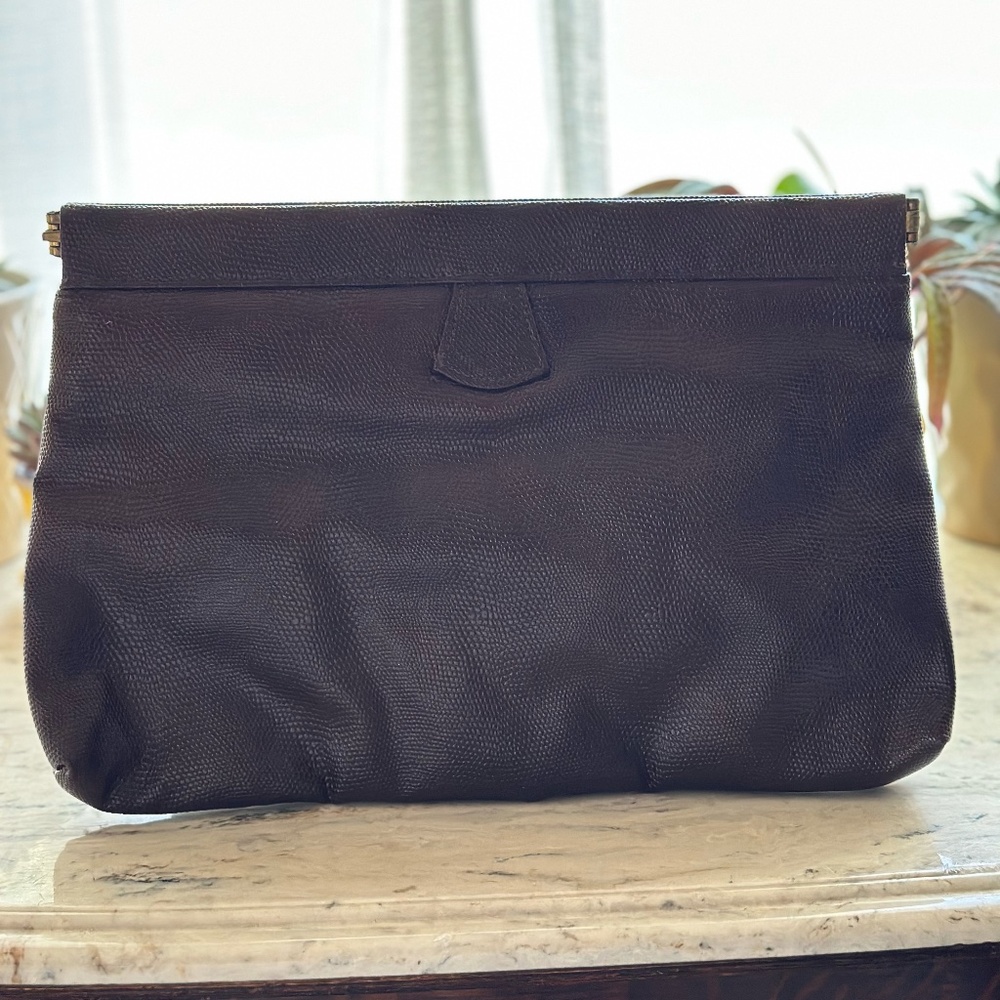 Brown Alligator Print Clutch